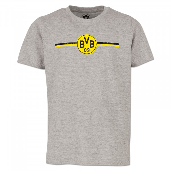 BVB T-shirt with logo in grey melange for children