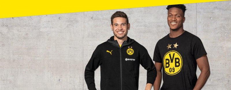 Borussia Dortmund Mens T-Shirt Cut & Sew T-Shirt New Grey 
